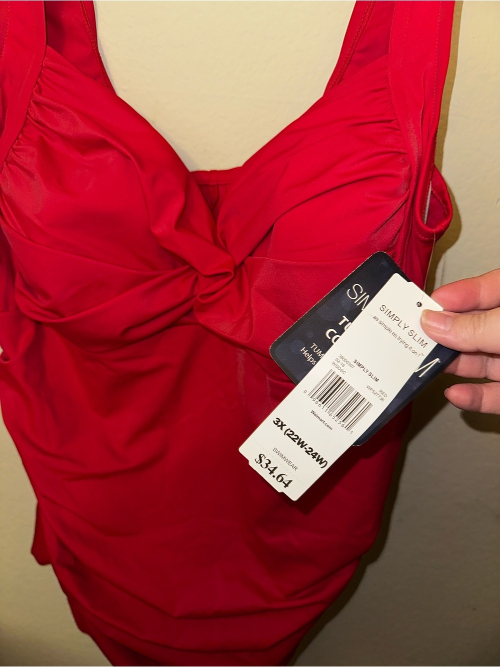 Simply Slim Red One Piece swimsuit plus size 3X BNWT